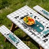 Bcsewcg Buffalo Plaid Fitted Picnic Table Cover with Bench Covers,