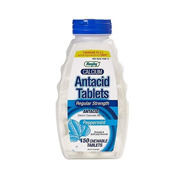Rugby Calcium Carbonate 500mg Antacid Tablets Peppermint - 150 Chewable