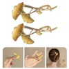 LALAFINA 2pcs Ginkgo Biloba Clip Womens Hair Clips Green Leaf