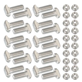 PATIKIL M8x20mm T-Slot Bolts, 20 Sets Hex Flange Nut T-Bolt Stud Sliding Screw with Hammered Head, for 30 Series Aluminum Extrusion Profiles, Silver