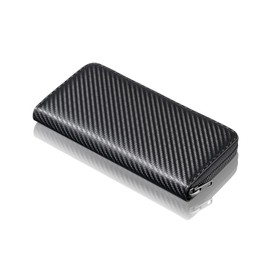 INMURYIA Men's Wallet, Large Capacity, Long Wallet, Carbon Leather, YKK, Separate Type, Coin Purse, Black