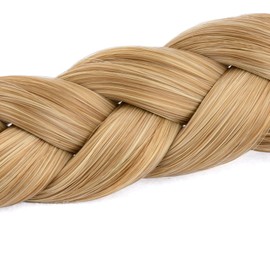 Bobiya 3 hebras de pelo sintético trenzado clásico grueso trenzado trenzado elástico para mujeres y niñas, accesorio de belleza, 55 g, Café dorado