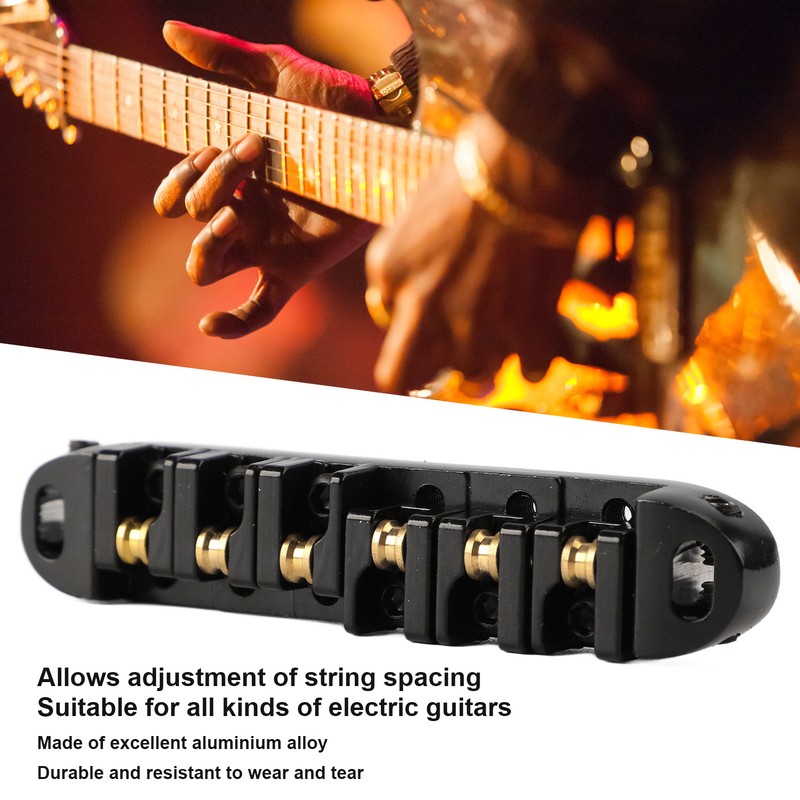 Guitar Roller Saddle Bridge Aluminium Alloy Black Tune Tailpiece Bridge