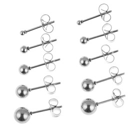 Memsion Stainless Steel Earrings Hypoallergenic Earrings, 5 Pairs Ball Stud Silver Stud Earrings Set for Women