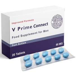 Erexon - V Prime Connect 50mg - 20 Tablets - Herbal Supplement for Men - Men's Health Support - Korean Ginseng, Tribulus Terrestris - Made in the UK