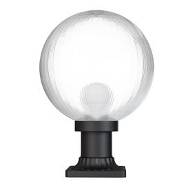 KastLite 12" Globe Pier Mount Outdoor Lighting with LED Lamp | UV & Waterproof Pillar & Column Lights | Deck Driveway Yard Patio & Garden Fixture | Made in USA | Prismatic Cover, Black Decorated Base