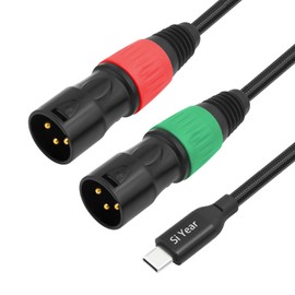 SiYear USB C to Dual XLR Male Audio Cable, Type C to 2 XLR Male Adapter Stereo Power Amplifier Cable for Connecting Smartphones USB C to Active Speaker, Laptops,Mixer Console（3.3FT/1M