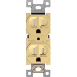 Enerlites Elite Series Gold Duplex Receptacle Wall Outlet 3-Wire 2-Pole 15A 125V