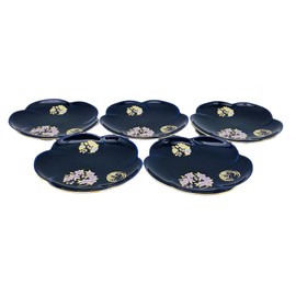 Koransha R3003-FS4 R3003-FS4 Loli Flower Circle Crest Lapis Plate, 5 Piece Set