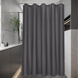 EurCross Shower Curtain, 150 x 180 cm, Narrow Textile Fabric Bath Curtain for Bathroom, Waterproof, Quick-Drying, Dark Grey, Anti-Mould, Washable Shower Curtain with 10 Rings