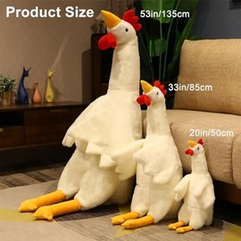 Chicken Stuffed Animal Soft Chicken Plush Pillow Cute Stuffed Chicken Plush Toy for Kids Adults (White, 20 Inch), Small, 2026069GEJILJ8JQ9PT2NQ0UE