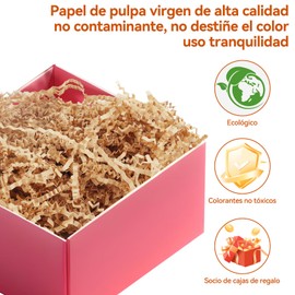 Papel Rallado para Cestas de Regalo, 1LB (16OZ) Relleno de Papel Arrugado para Cumpleaños, Bodas, Cajas Bolsas, Relleno de Cestas, Aniversarios, Envoltura de Regalos (Marrón)