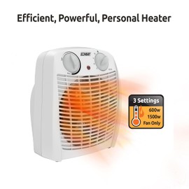 EZ-HEAT 750/1,500 Watt Portable Indoor Space Heater with Adjustable Thermostat, Overheat Sensor, Safety Tip-Over Switch, & Stay Cool Housing, BNS-15K