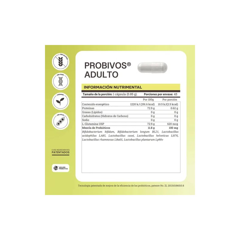 Matter Probivos Adultos Probióticos Con Glutamina 45 Cap Sabor Sin