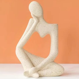 Arawat Vase Decoration Living Room Modern Ceramic White Sculpture Vases for Pampas Grass Vase Aesthetic Thinker Flower Vase Body Tulip Vase Book Nordic Wedding Gift 19 cm Decorative Face Vase Beige