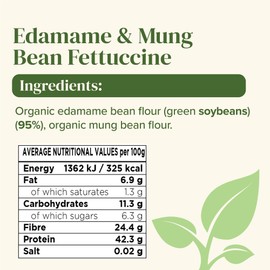 Explore Cuisine Edamame and Mung Bean Fettuccine, Delicious Low Carb, Plant-based Vegan Pasta, High in Protein, High in Fibre, Gluten Free, Easy to Cook 6 Pack - 6 x 200g