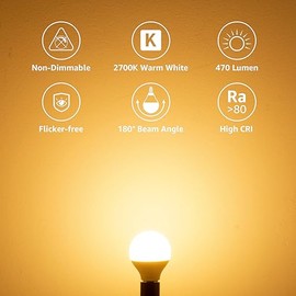 Lepro Lepro E14 LED Lampe, 6er-Pack, 4.9W 470 Lumen Glhbirne,entspricht 40W Glhlampe, 2700 Kelvin Warmwei?, P45 180 Abstrahlwinkel Energiesparlampe