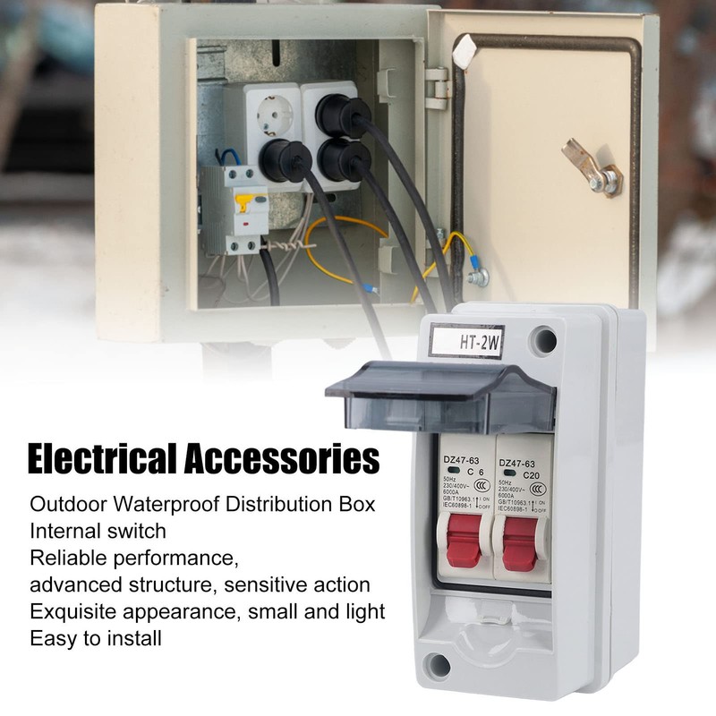 IP65 Distribution Box 2-Way MCB Circuit Breaker Box Transparent Cover