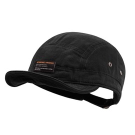 Croogo Men's Umpire Cap, Short Brim Cap, Soft, Breathable, Lightweight, Solid, Simple, Short Spit Cap, Running, Skateboarding, Fishing, Work, Outdoors, Spring, Summer, Autumn, G-DY09-Black, 55.0-60.0