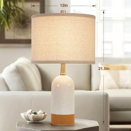 GyroVu 3 Color Temperature Small Table Lamp for Bedroom, Bedside Desk Reading Lamps, 21.5" Nightstand Ceramic Lamp for Kids Room, Living Room, Dorm, Home Office, Bulbs Included
