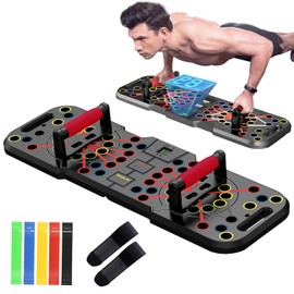 FumyFumy Push Up Board for Men, Push Up Bar at Home Workout Equipment, Pushup Handles Home Gym Exercise Fitness Equipment Portable Foldable with Counter, Resistance Band and Wrist guards