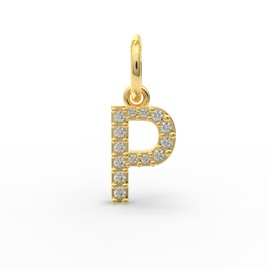 Belinda Jewelz 14k Yellow Gold Pendant Necklace P Alphabet Letter Pendant for Men Women Initial Charm Round 1mm White Diamond Pendant Necklace Unisex Fashion Jewelry