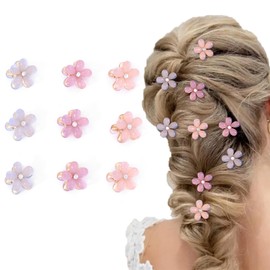 Campsis 9PCS Flower Mini Hair Clips Floral Small Hair Claw Clips Rhinestone Mini Flower Hair Clips Sparkling Cute Hair Barrettes Birthday Photograph Decoration Hair Accessories for Women