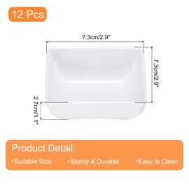 uxcell 12Pcs MF Square Dipping Bowls, Small White Side Dish Bowls Seasoning Plate Cups Soy Dishes Serving Bowls Set for Condiment Desserts Home BBQ Party Picnic Restaurant