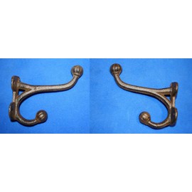 Americana Farmhouse Bath Towel Hooks Cast Iron Double Hooks, 4" x 5", H-45