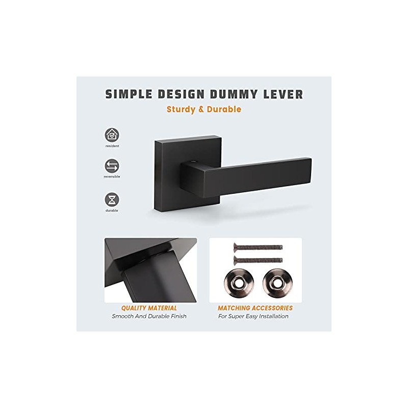 KNOBWELL 4 Pack Contemporary Dummy Lever Door Handle, Lever Door