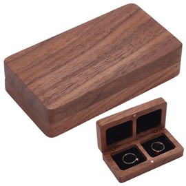 PLIGREAT Doppelte Ringbox Aus Holz Für Die Hochzeitszeremonie Verlobungsringhalter Aufbewahrungsbox Für 2 Ring Für Braut Bräutigam Antrag Hochzeit Jahrestag Quadratische Schmuck Display Box