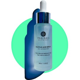 SALICYLIC ACID SERUM for face with Glycolic Acid by TSU:SEI. Tackles and Treats Breakouts, Blemishes, Spots and Adult Acne. 100% Organic Serum For Face. Cruelty-Free Skin Care.