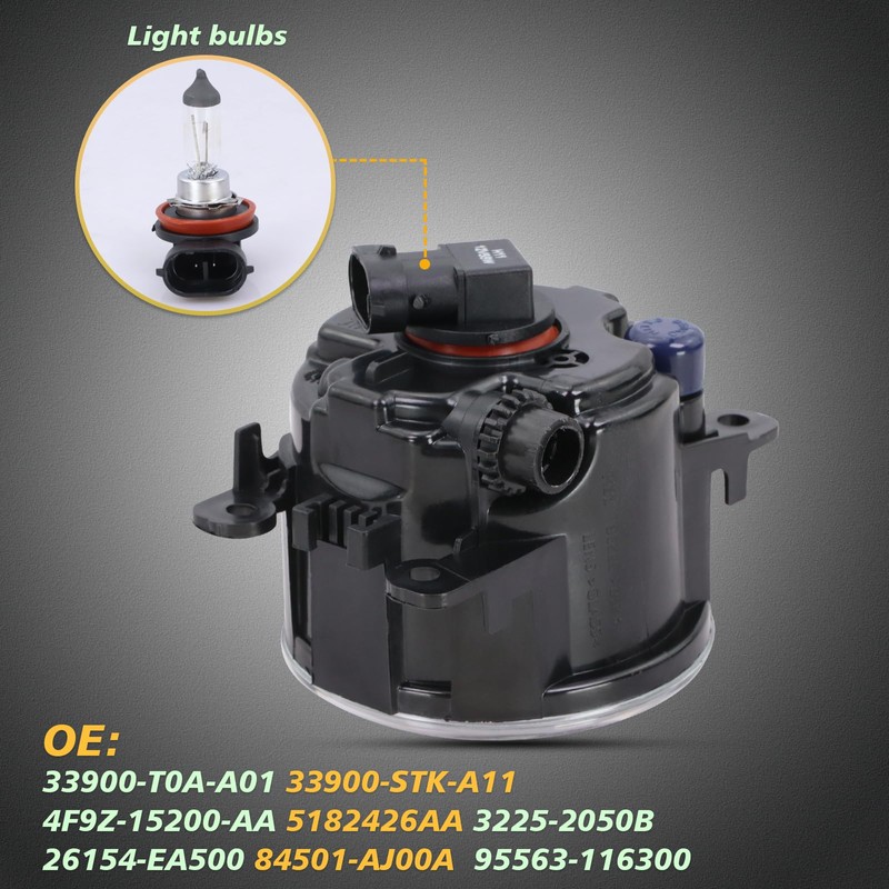 Lqito Fog Lights With Bulbs Fits 2011-2015 Explorer，2013-2016 Fusion，2008-2014 Focus,2005-2011