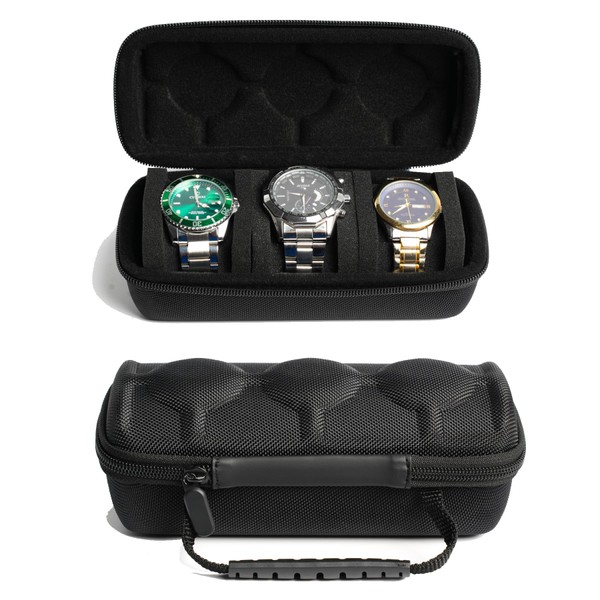RIGICASE 3 watch travel case roll, Hard watch carry case