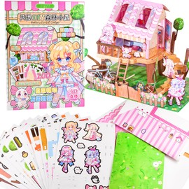 BROVITI DIY Fun 3D Forest Hut Scenes Activities Art Craft Make Your Own Mini Tree House Scenes Busy Card Paper Supplies for Relief Stress Pass The Time for Anyone Who Loves Creative Play