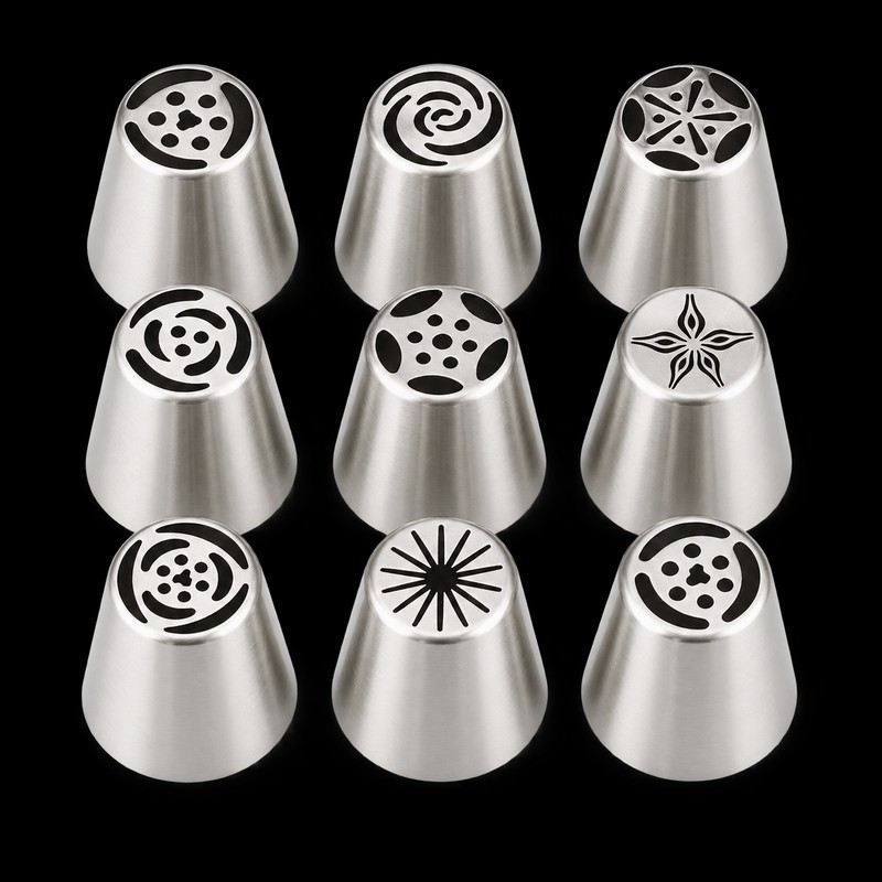 Russian Piping Tips for Cake Decorating – 9-Piece Flower Nozzle