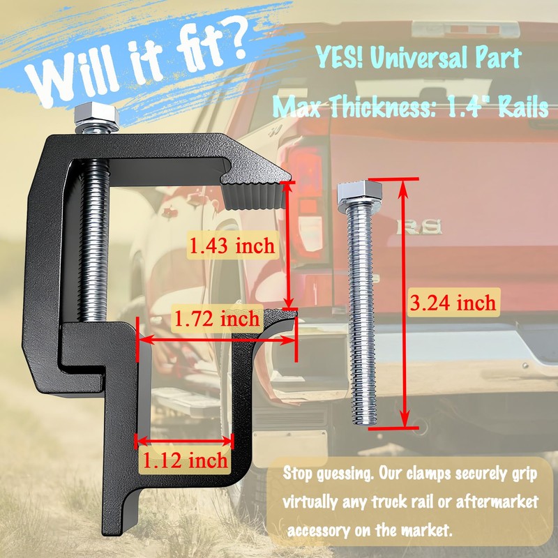 iFJF Mounting Clamps Truck Caps Camper Shell Clamps Replacement for