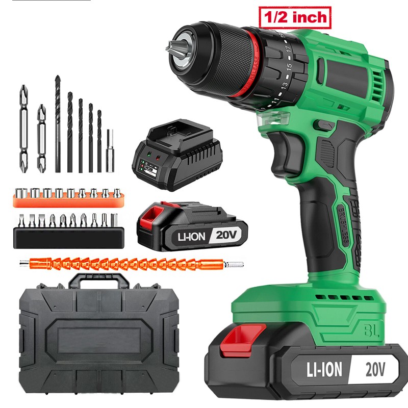 20V Brushless Cordless Drill/Driver w/2Ah Battery, 3/8" Chuck, 18+3P &