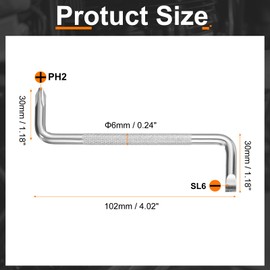 sourcing map Offset Screwdriver Set PH2/SL6 Phillips Slotted Head Right Angle 90 Degree Screw Driver Double Ended Z-Type Hand Tool for Home Appliance Repair