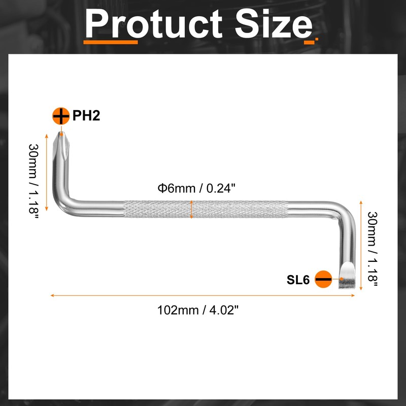 sourcing map Offset Screwdriver Set PH2/SL6 Phillips Slotted Head Right