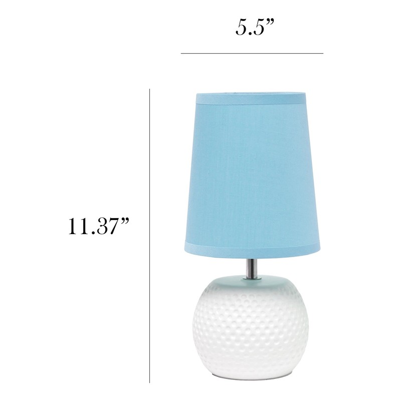 Simple Designs LT2084-BLU Mini Studded Texture White Ceramic Bedside Table