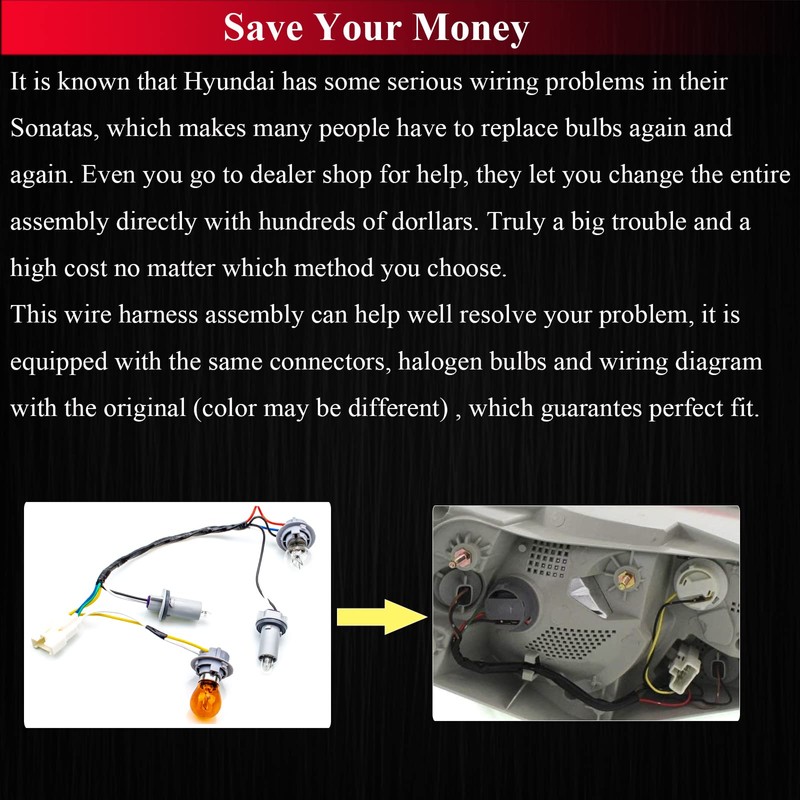 HOPUT 92450-3Q000 92450 3q000 Tail Lamp Holder and Wiring with