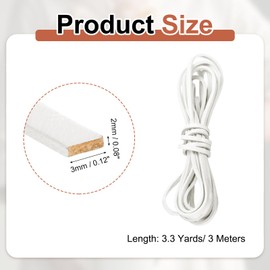 sourcing map Flat Leather Cord, 3.3 Yard 3mm Leather String Strips Lacing for DIY Crafts Making Bracelet Purse Strap, Pure White
