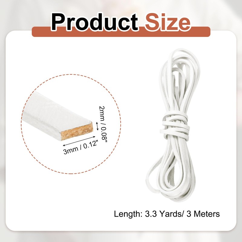 sourcing map Flat Leather Cord, 3.3 Yard 3mm Leather String