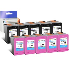 KCMYTONER 61XL Remanufactured Ink Cartridge Replacement for HP 61 XL Compatible with Envy 4500 5335 OfficeJet 2624 4634 DeskJet 1015 2050 Printer (5 Black, 5 Tri-Color)