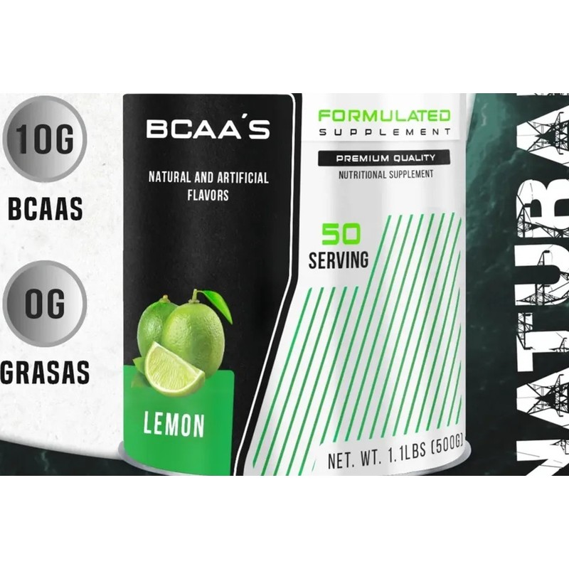 Bcaas Aminoácidos Natural Green 500g 50servis Varios Sabores