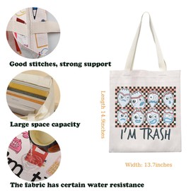 KUIYAI Forky Cartoon Movie Merchandise Tote Bag Forky Lovers Shoulder Bag Forky I’m Trash Gift WDW Character Gift Spork Face Gift (US-I'mTrash ToteBS)