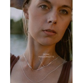 modabilé Women’s Curb Chain Necklace, 925 Sterling Silver, Length: 35 - 90 cm, Width: 1.3 mm, Without Pendant, Delicate 925 Silver Chain With Gift Case, Made In Europe, Silver, grey