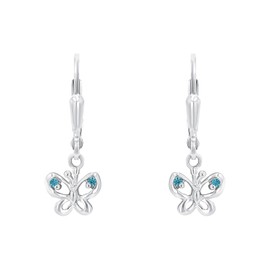 Amor 9529636 Earrings 925 Sterling Silver Girls Children's Earrings with Synthetic Zirconia 2.3 cm Silver Butterfly Comes in Jewellery Gift Box, Silver