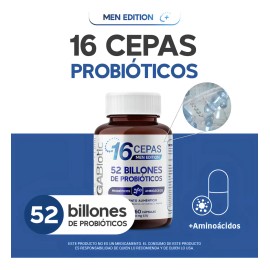 Probiticos 16 Cepas 52 Billones Para Hombre Megabiotic Probiticos Men Edition 60 Cpsulas Con Creatina y L-Arginina Sin sabor                          